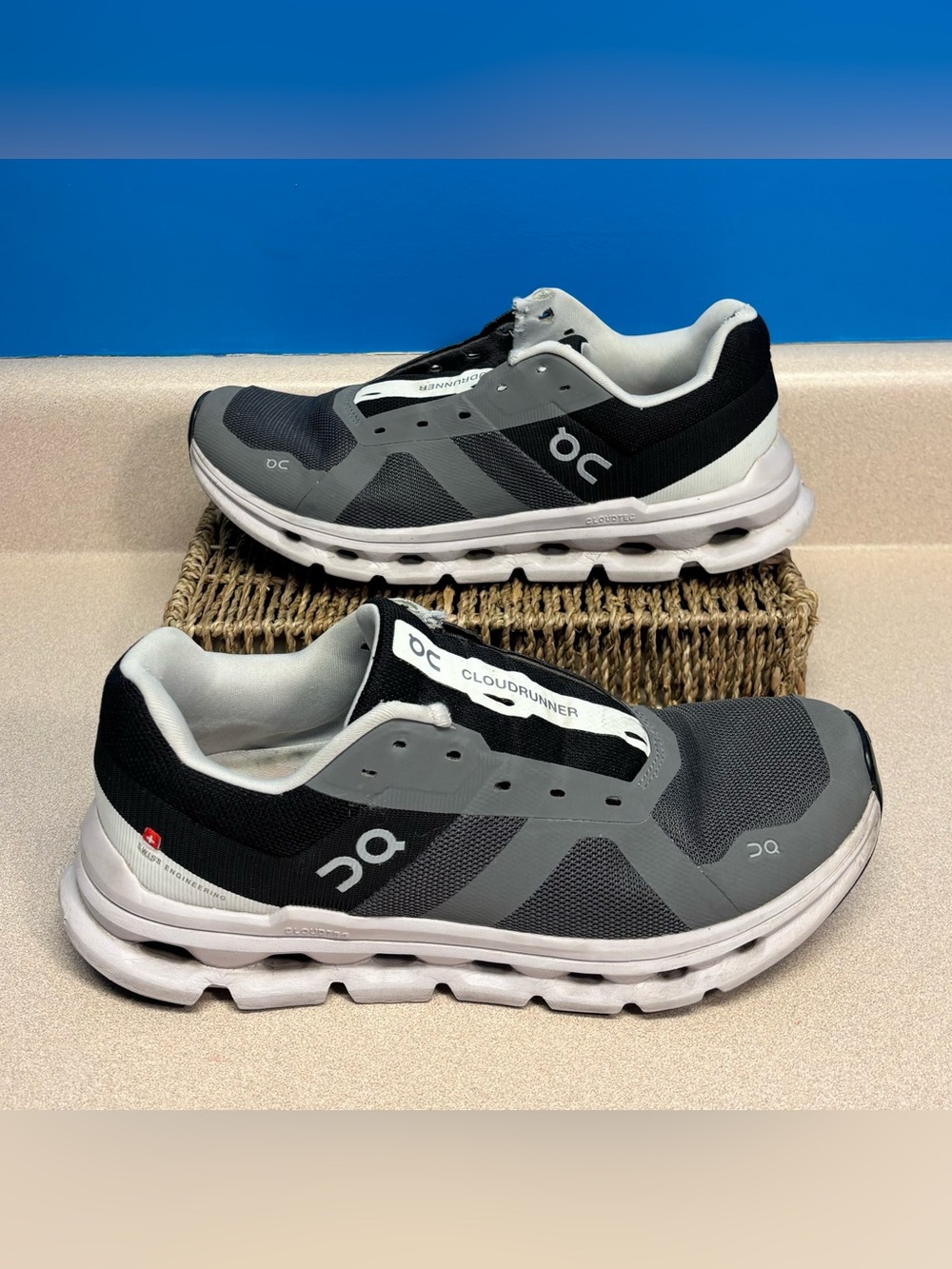 Two Pairs On Running Shoes, Women 8.5, Cloudflyer & Cloudrunner Black White Gray - Picture 13 of 16